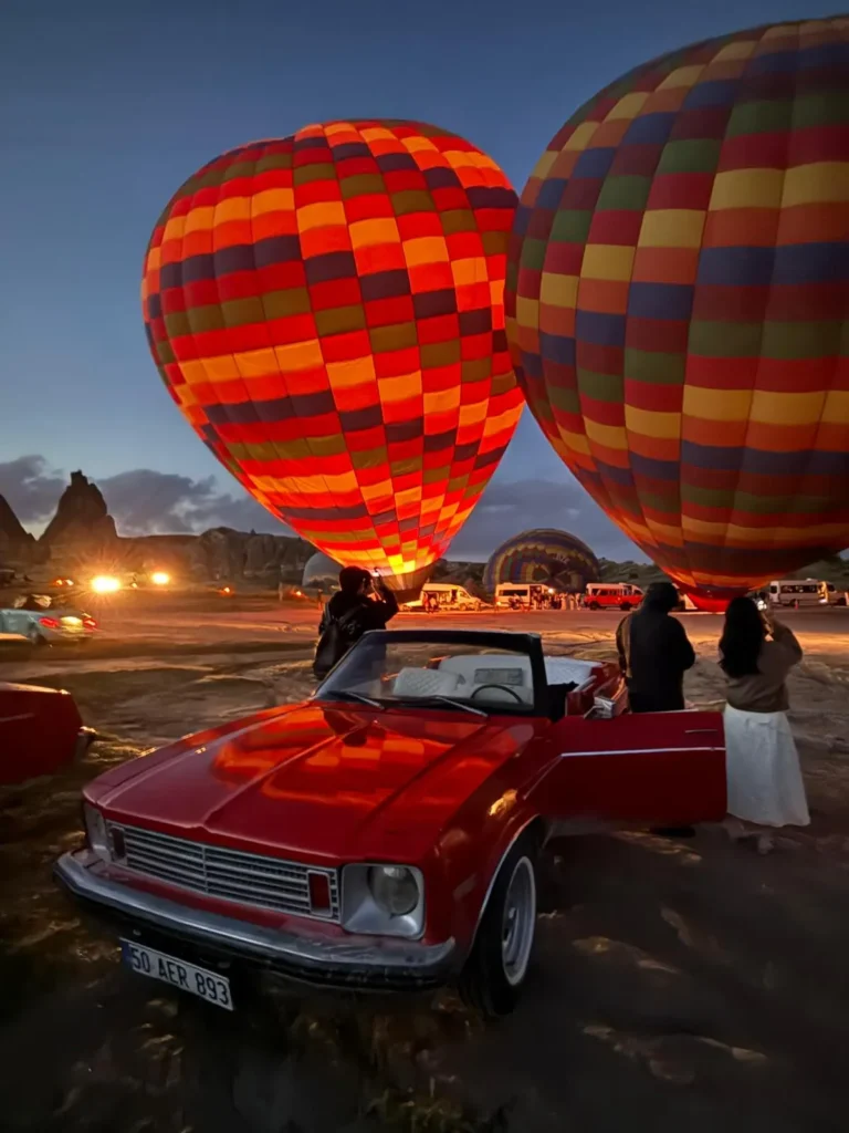 Vintage car photoshoot at Love Valley Cappadocia